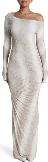 Ruched Off the Shoulder Long Sleeve Maxi Dress | Nordstrom