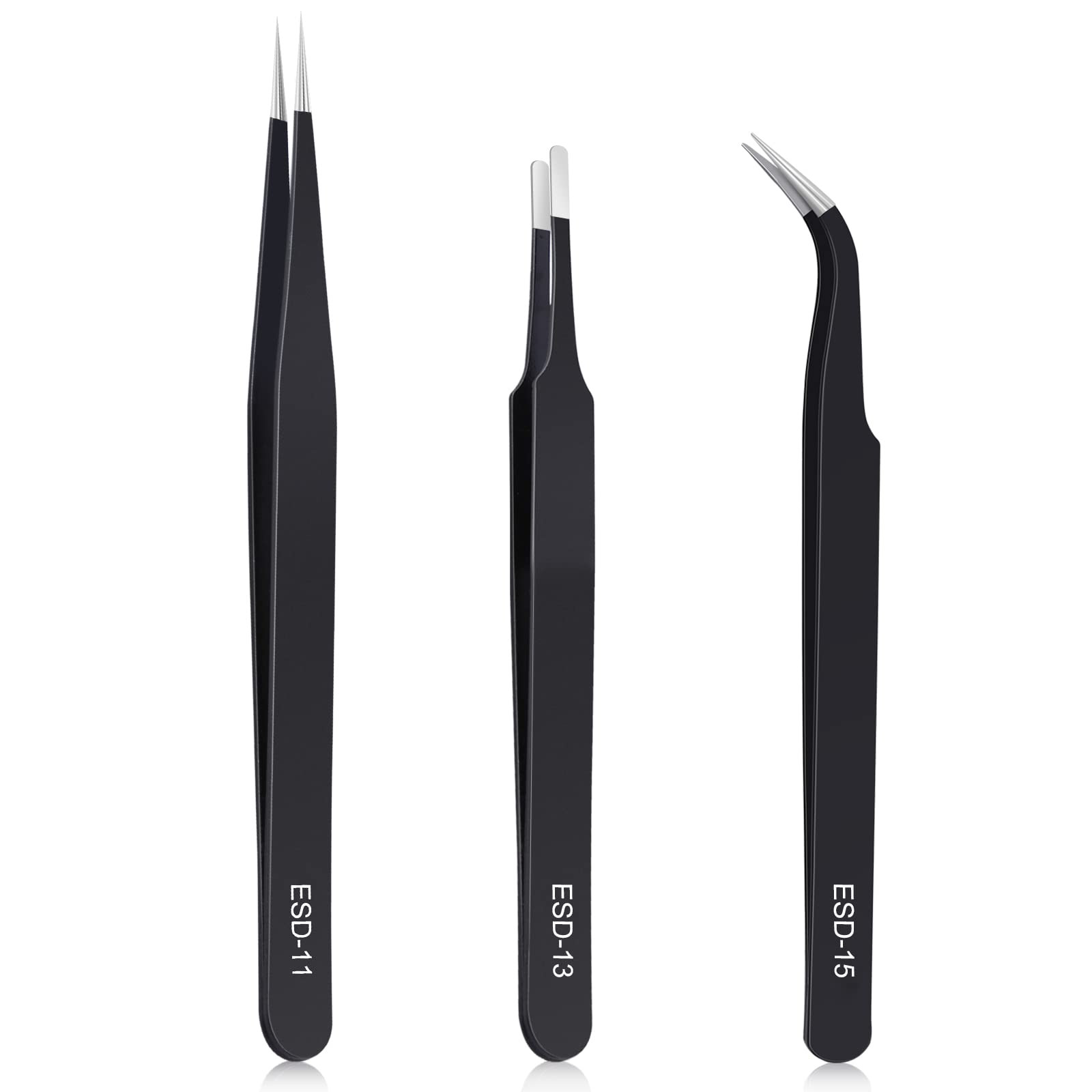 kaverme 3PCS Precision Tweezers Set, Upgraded Anti-Static Stainless Steel of Tweezers, for Electr... | Amazon (US)