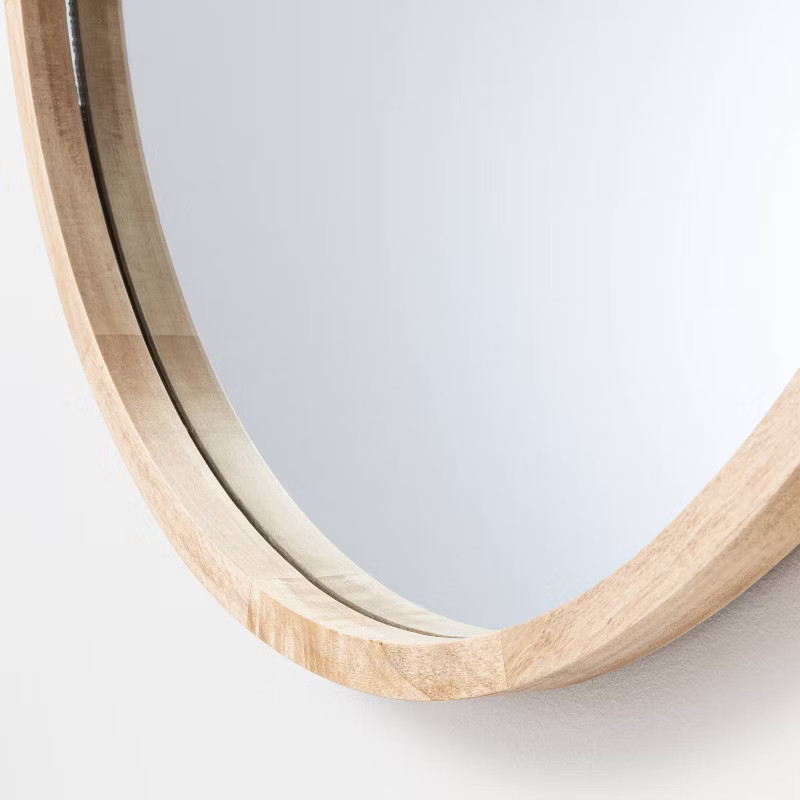 26" Wood Mirror with Pleather Strap Hanger - Threshold™ designed with Studio McGee | Target