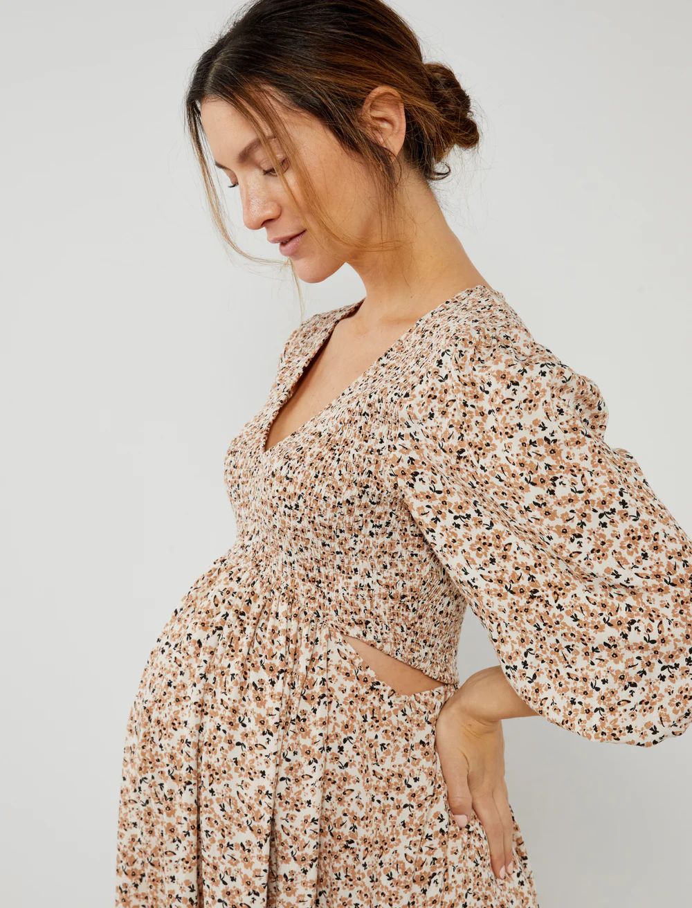 Saltwater Luxe Janet Smocked Bodice Maxi Maternity Dress | A Pea In The Pod