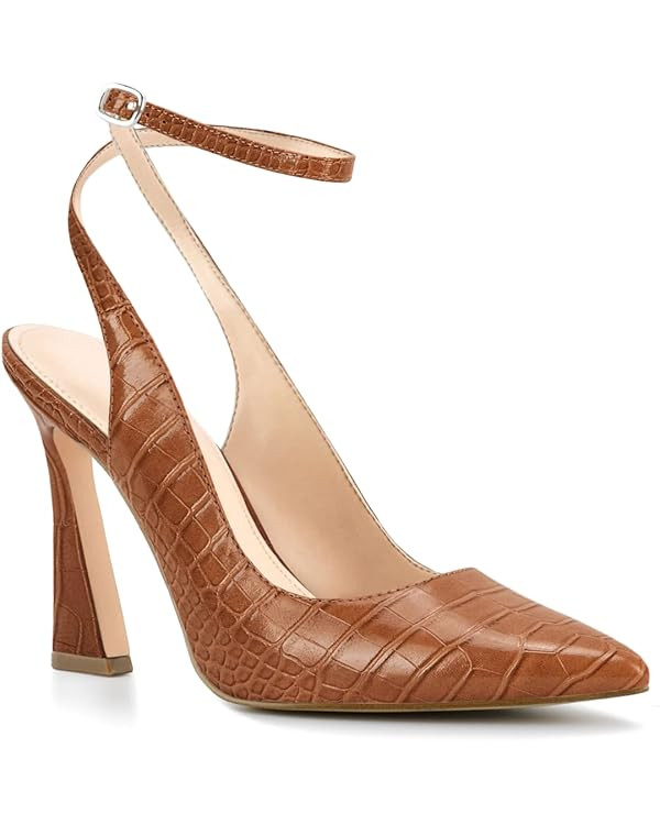 Reoplty Womens Closed Toe Ankle Strap Heels Pointed Toe Pumps Shoes Slingback High Heel Wedding D... | Amazon (US)