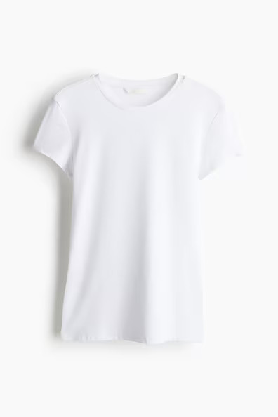 H & M - Fitted Microfiber T-shirt - White | H&M (US + CA)