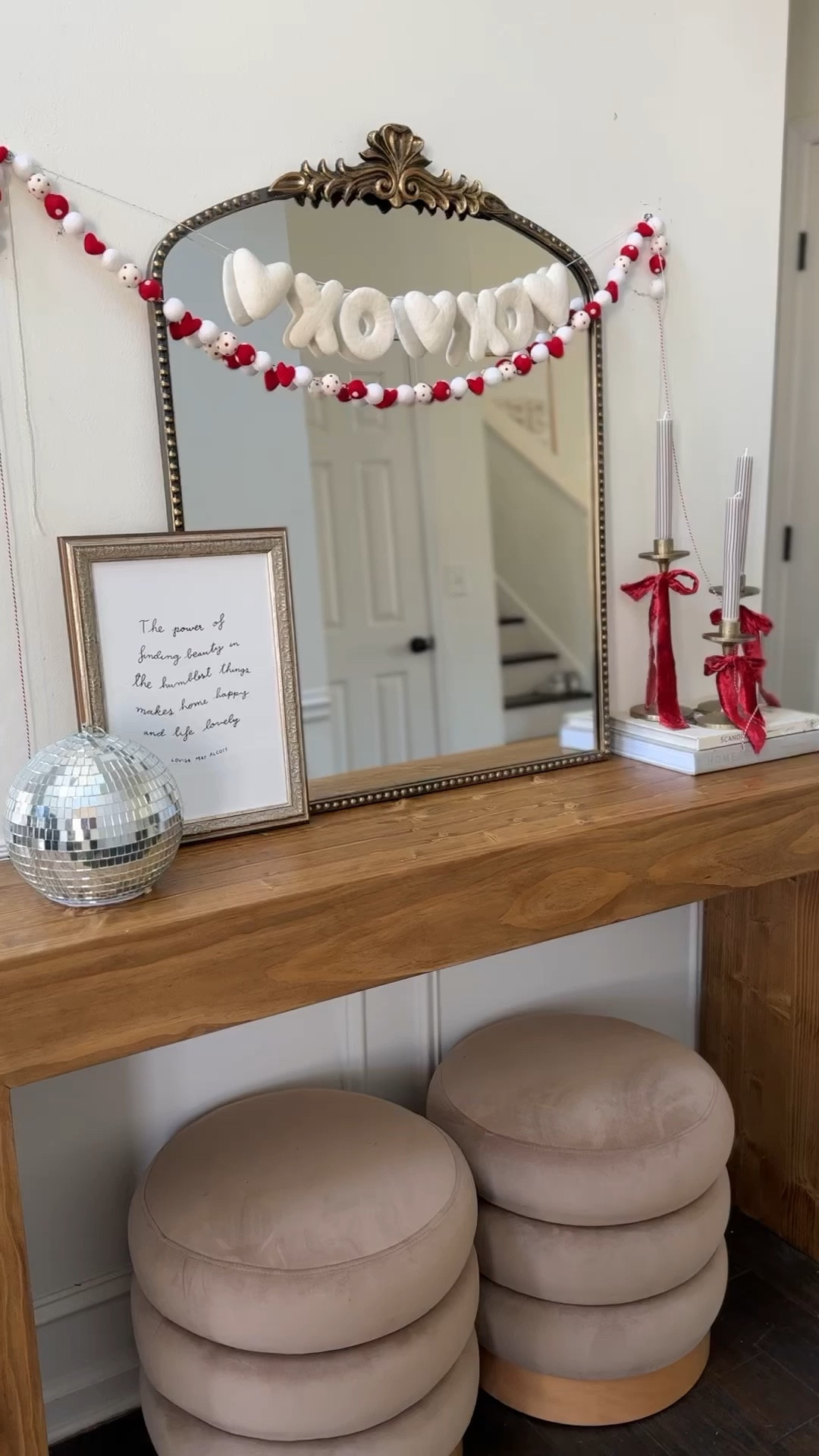 Simple valentine mantle ♥️#valentinesday #homedecor #entrywaystyling 

#LTKHome #LTKSeasonal