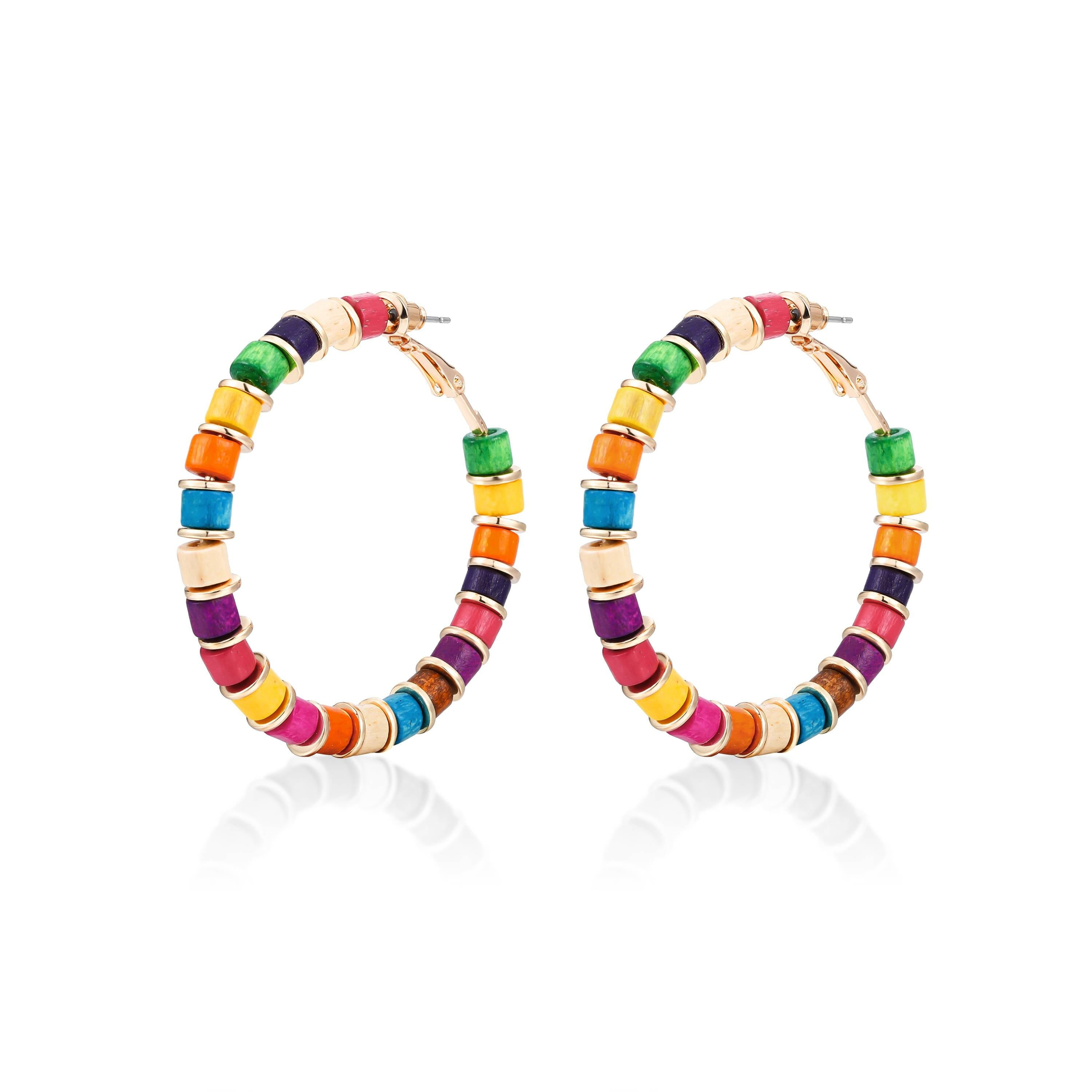 Rainbow Beaded Hoops | Victoria Emerson