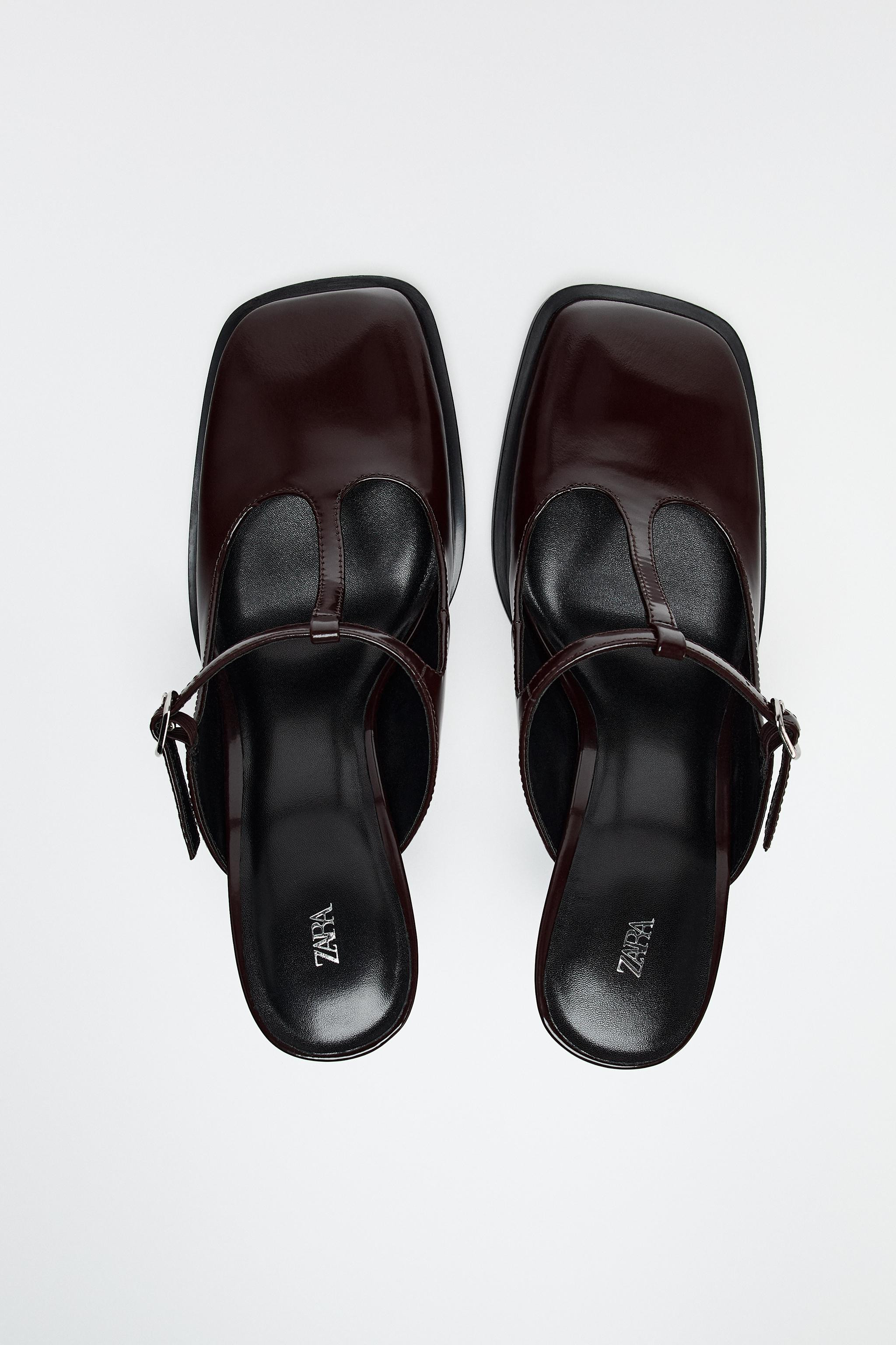 SQUARE TOE LEATHER MULES | Zara US