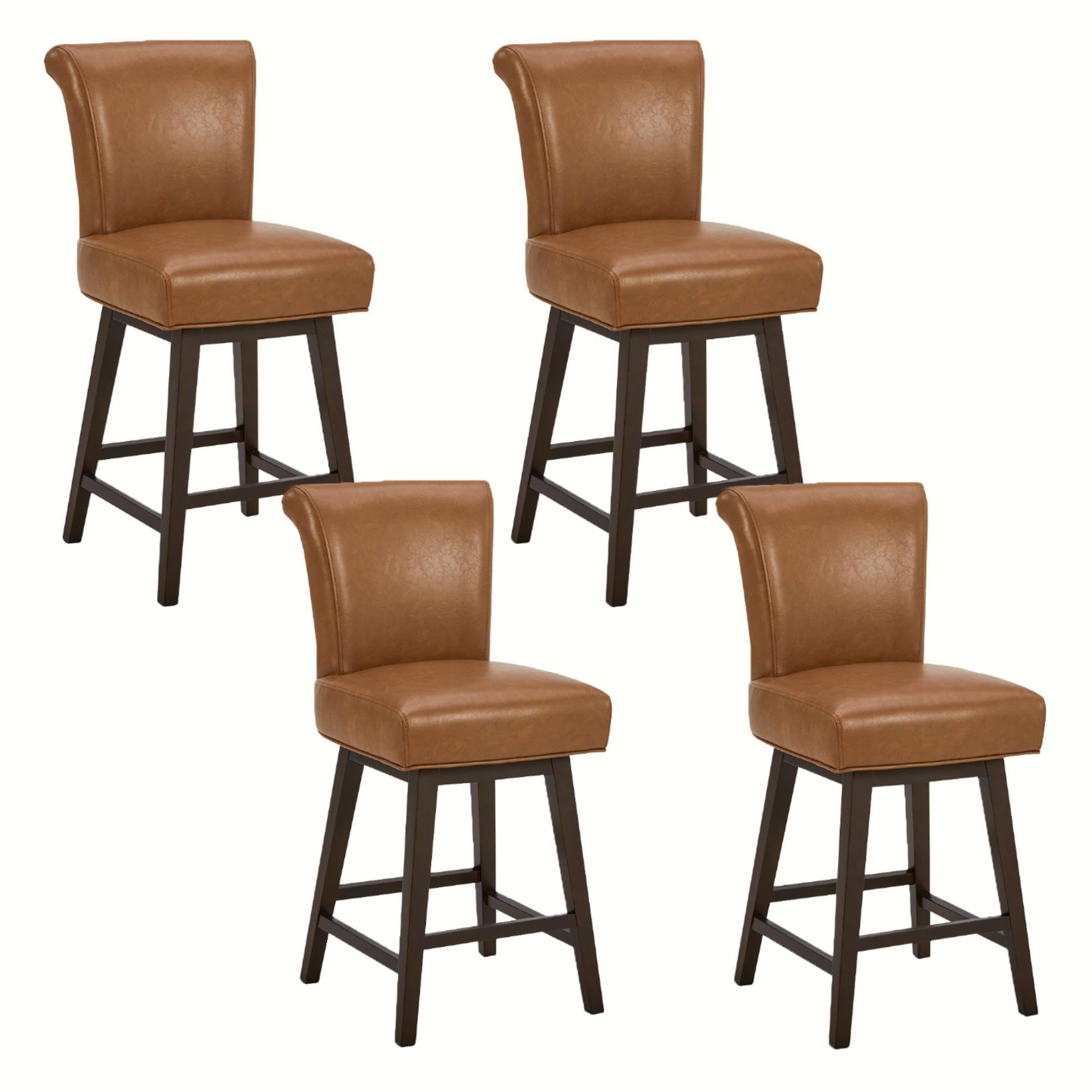 CHITA 26 Inch Counter Height Swivel Bar Stools Set of 4, FSC Certified Modern Upholstered Faux Le... | Amazon (US)