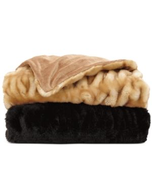 Hotel Collection Gold Carved Faux Fur Throw Bedding | Macys (US)