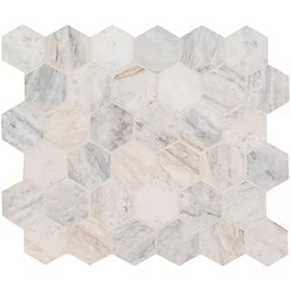 Capri Blue Hexagon 11.75 in. x 12 in. x 10mm Honed Mosaic Marble Floor and Wall Tile (0.98 sq. ft... | The Home Depot