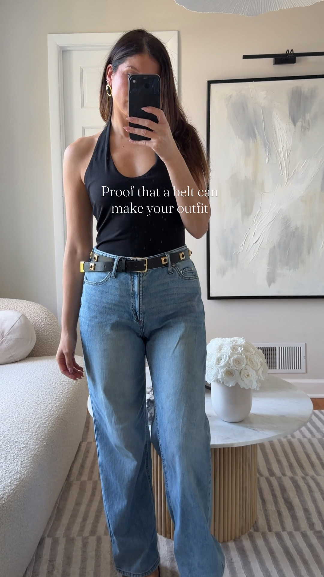 Black and gold belt, halter, top, and getting beer, spring, summer, date night.

#LTKSaleAlert