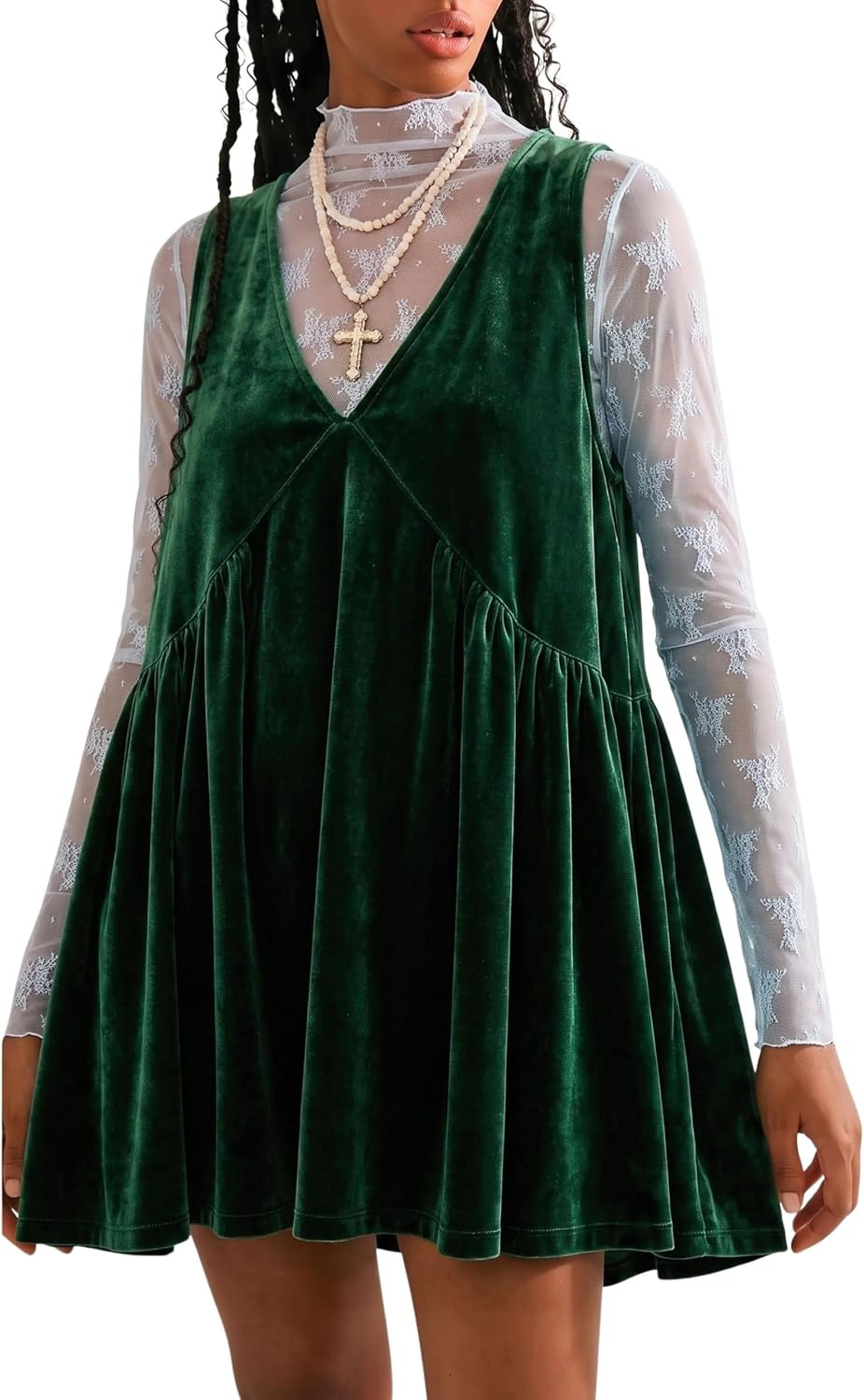 Athlisan Womens Sleeveless Velvet Dress V Neck Mini Dress with Pockets | Amazon (US)