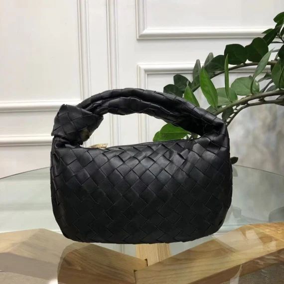 CALF MINI JODIE Genuine Leather Intrecciato Handbag Woven Bag Knot Handle Bag Leather Mini Jodie ... | Etsy (US)