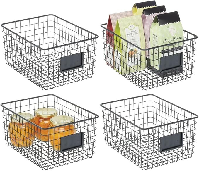 mDesign Farmhouse Decor Metal Wire Food Organizer Storage Bin Basket for Kitchen Cabinets, Pantry... | Amazon (US)