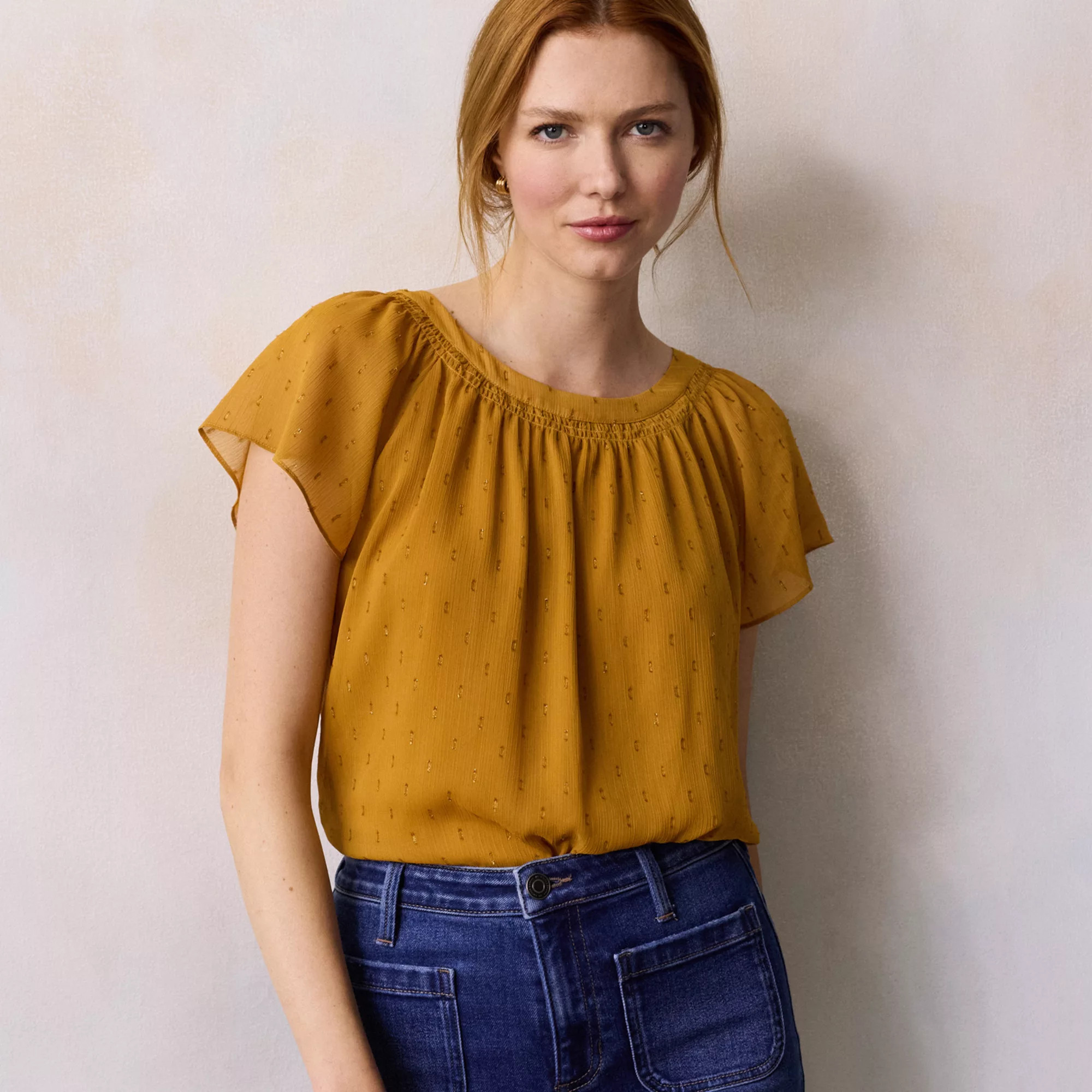Women's LC Lauren Conrad Shirred Neck Shell Top, Adult Unisex, Size: Large, Ballerina Dance | Kohl's