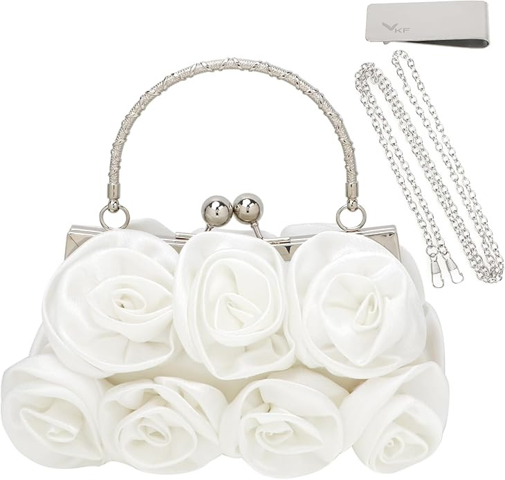 kilofly Missy K 7 Roses Clutch Purse, Satin, with Detachable Strap Money Clip | Amazon (US)