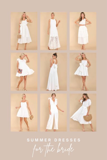 White summer dresses for the bride 🤍

Wedding | wedding look | bridal dresses | white outfit | Red Dress Boutique | what to wear to wedding events | wedding looks | outfit for brides | bride to be | wedding season | rehearsal dinner | bridal shower | bachelorette party | party dress | Memorial Day | Summer Dresses | White Dress 

#LTKwedding #LTKstyletip #LTKsalealert