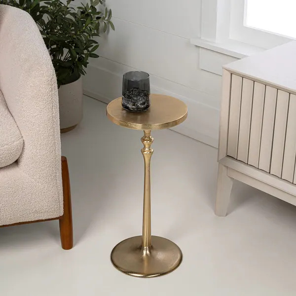 Lulu 19.5" Classic Pedestal Round Metal Drink Table and Decorative End Table, By JONATHAN Y - Gol... | Bed Bath & Beyond