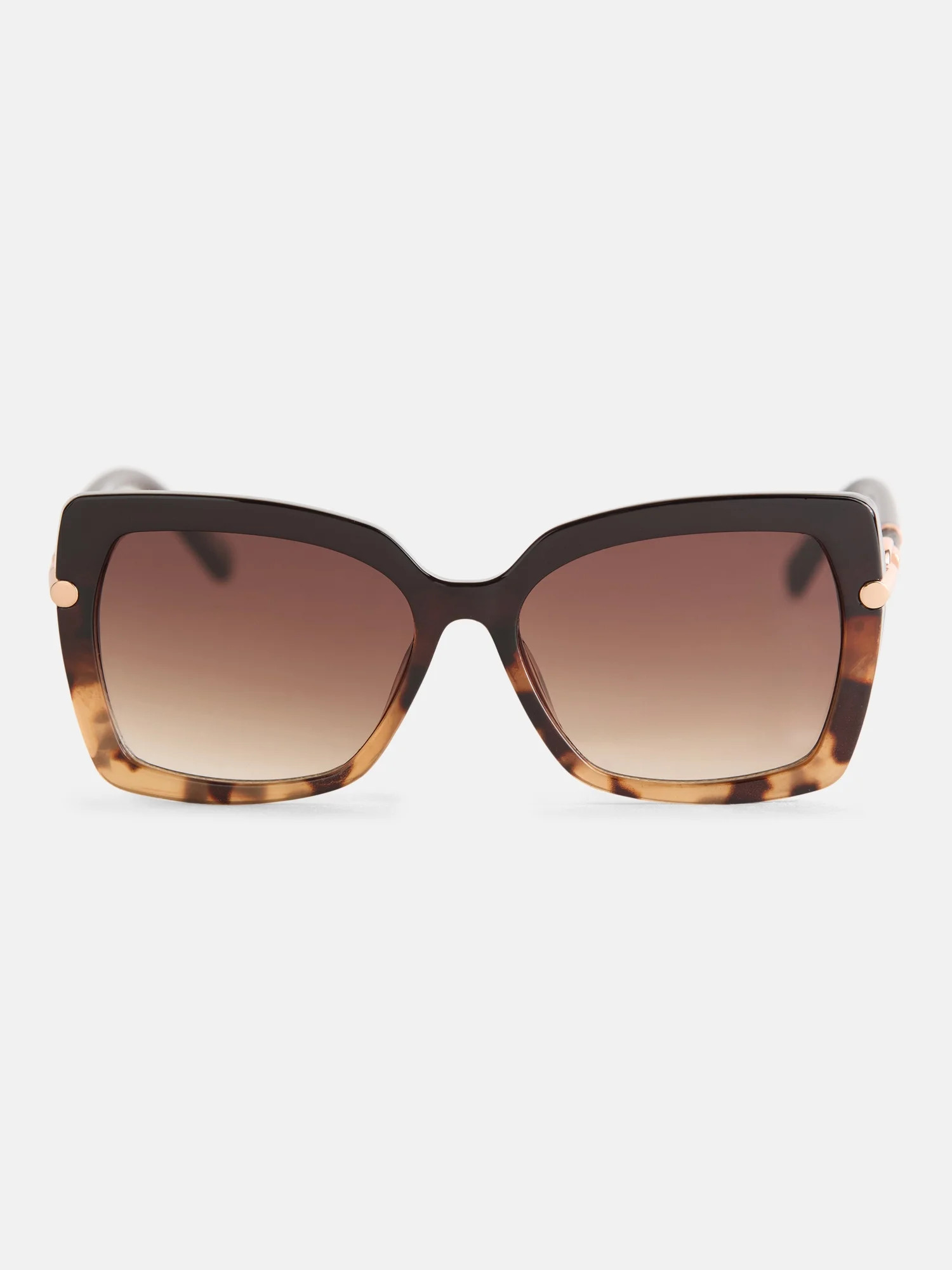 Jessica Simpson Rectangle Sunglasses with Metal Accent, Brown-Tortoise | Walmart (US)