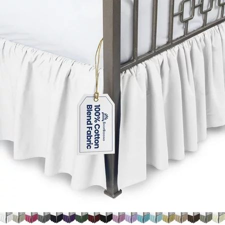 Ruffled Bed Skirt with Split Corners - Full White 21 Inch Drop Cotton Blend Bedskirt (Available in 1 | Walmart (US)