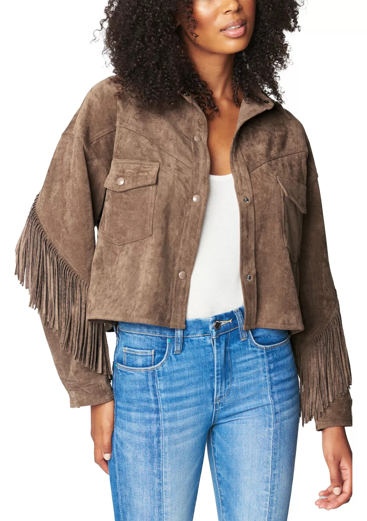 BLANK NYCWomen's Hot Cocoa Faux Suede Fringe Shacket | Belk