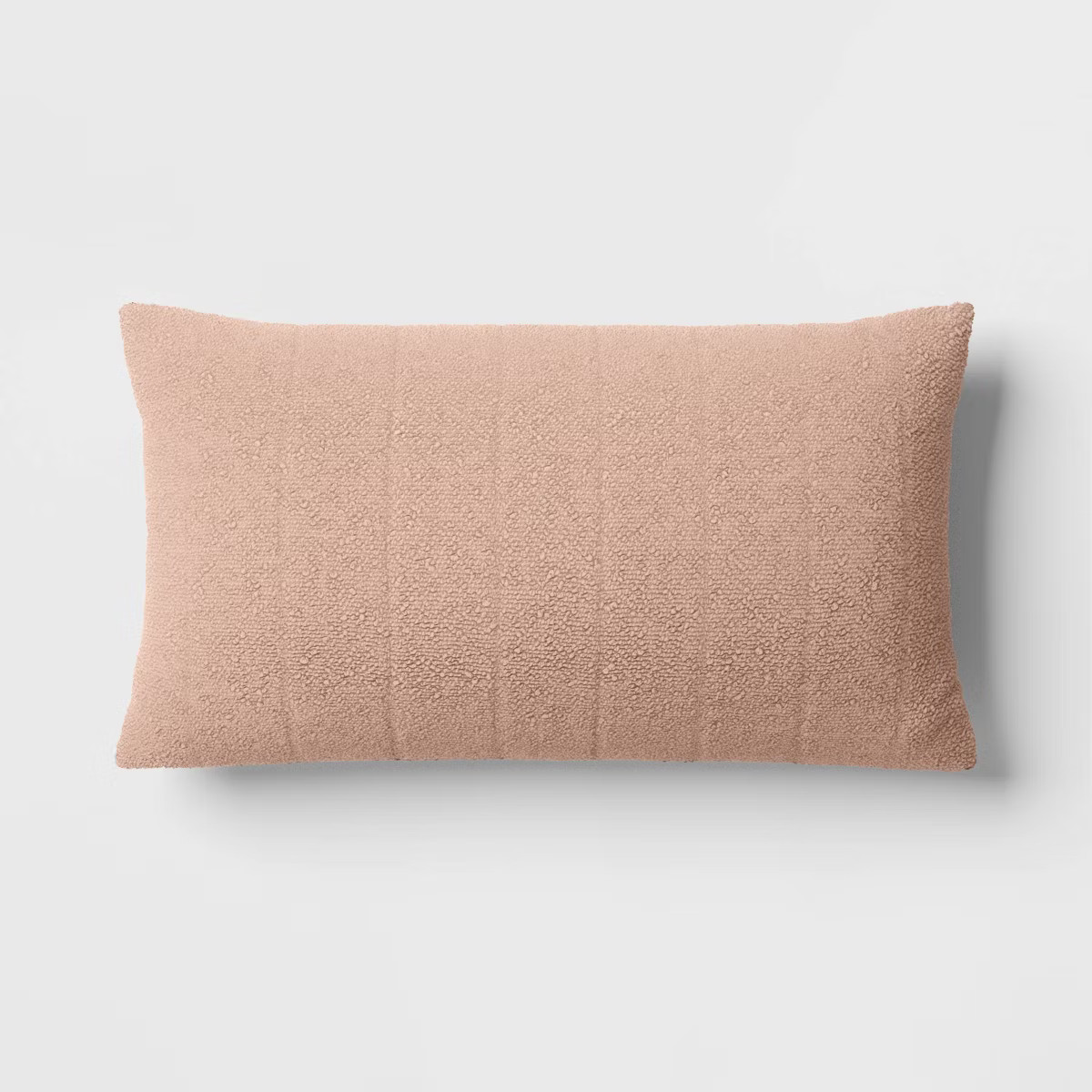 Oversized Channeled Boucle Lumbar Throw Pillow Light Pink - Threshold™: Indoor Rectangle, Polye... | Target