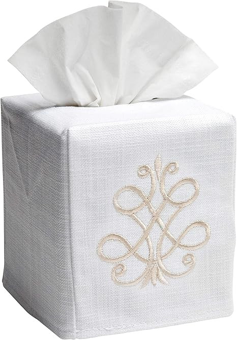 Jacaranda Living Linen/Cotton Tissue Box Cover, French Scroll, Beige | Amazon (US)