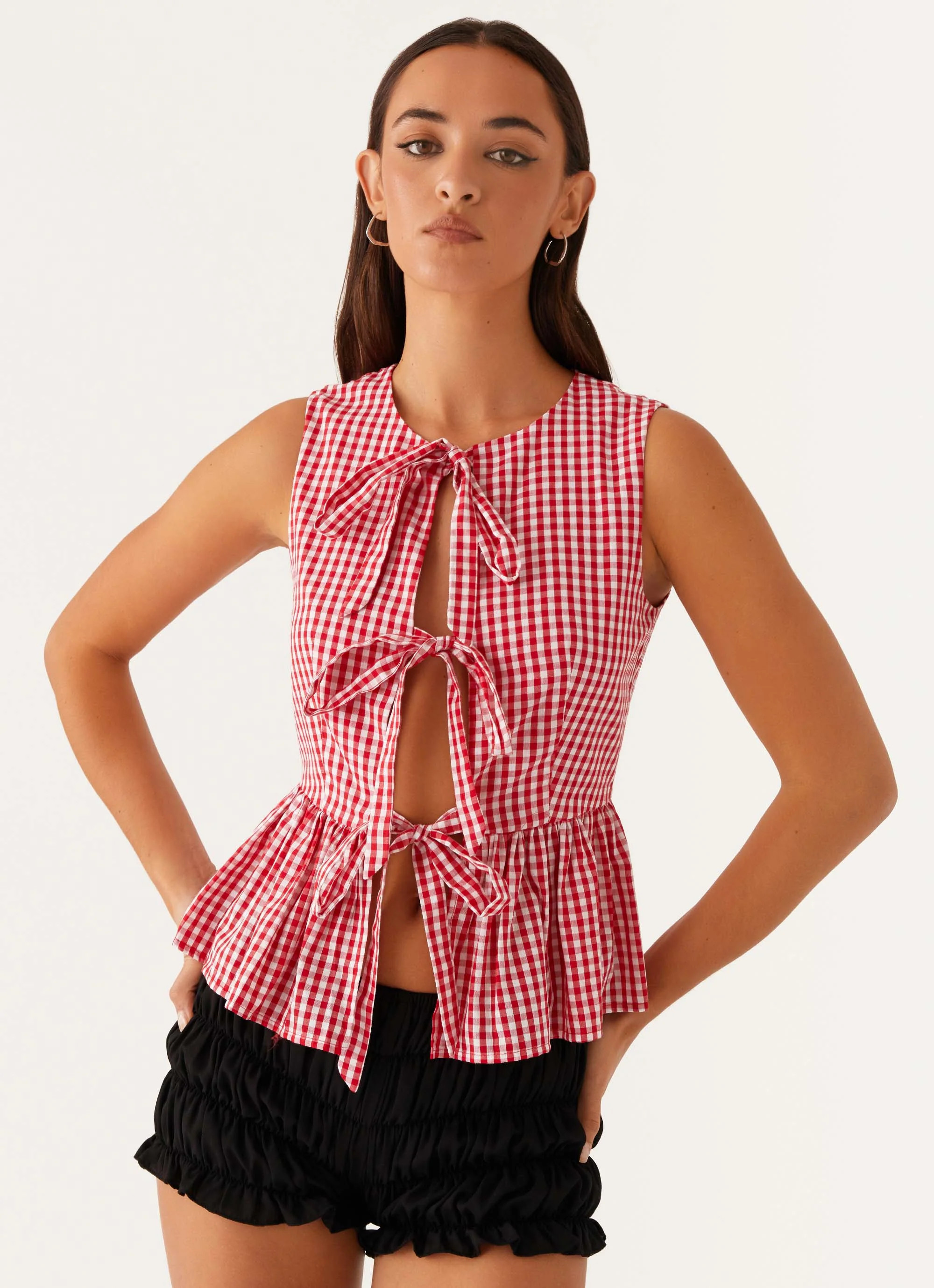 Cyrene Tie Top - Red Gingham | Peppermayo (Global)