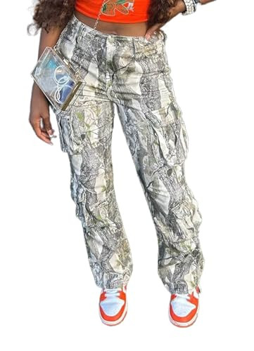 Generic Camo Cargo Pants for Women, Camo Pants, Camouflage Cargo Pants for Women, Medium, Grey | Amazon (US)