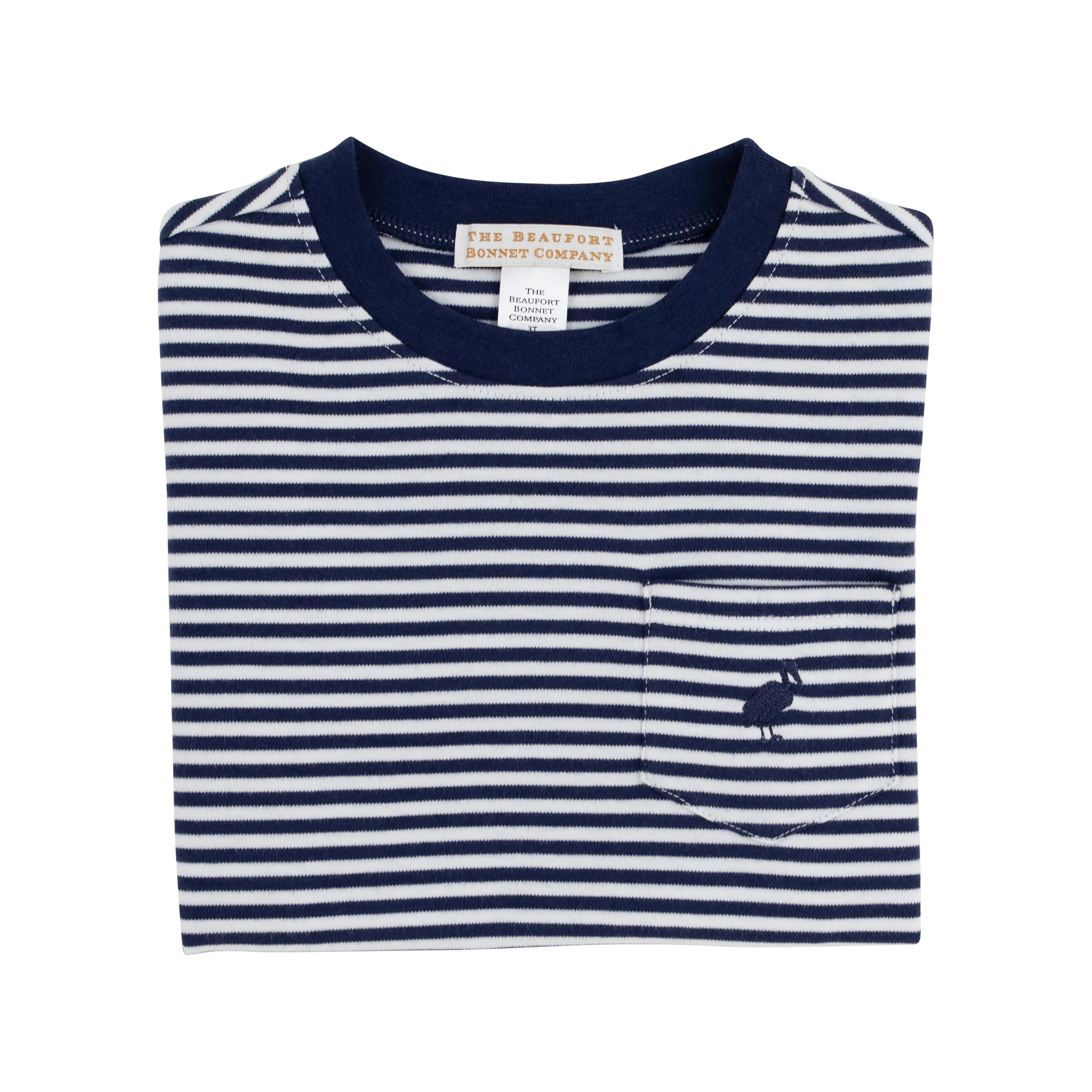 Carter Crewneck - Nantucket Navy Stripe with Nantucket Navy Stork | The Beaufort Bonnet Company