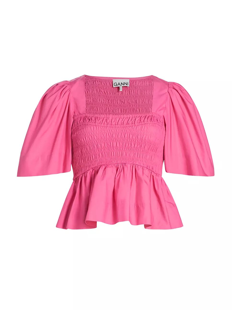 Smocked Cotton Poplin Peplum Blouse | Saks Fifth Avenue