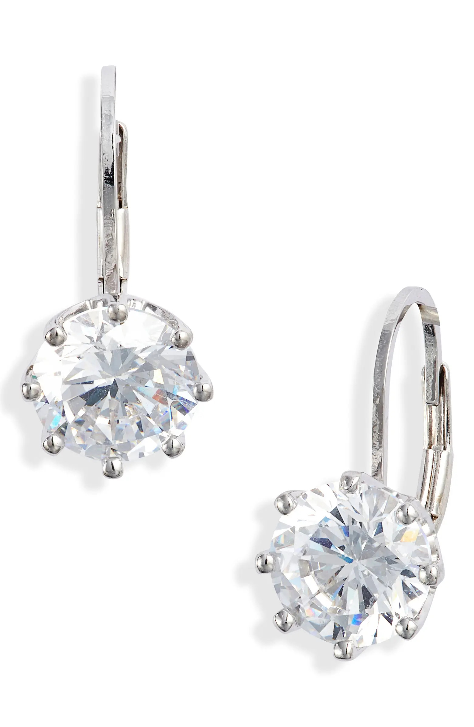 Round Cubic Zirconia Lever Back Earrings | Nordstrom