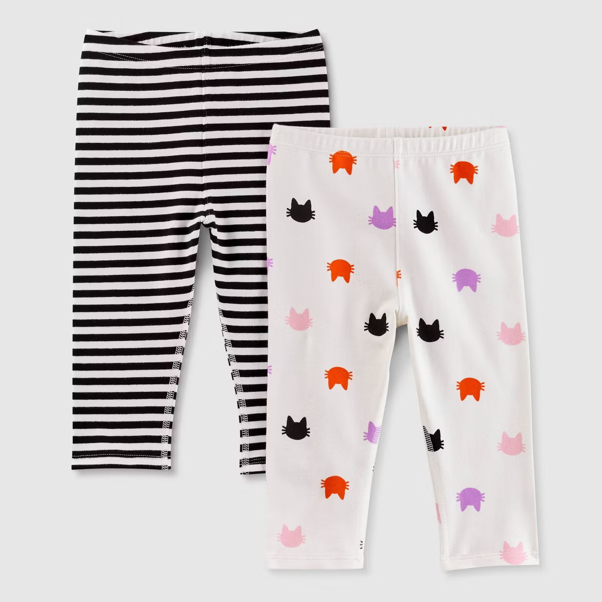 Toddler Girls' Adaptive 2pk Halloween Capri Leggings - Cat & Jack™ Black/Cream | Target