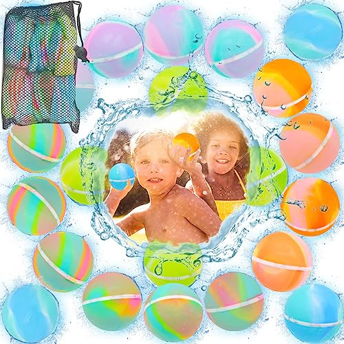 24 PCS Reusable Water Balloons, with Mesh Bag, Reusable Water Balloons for Kids, Self-Sealing Water Bomb for Kids Adults Outdoor Activities Water Games Toy Summer Fun Party Supplies (24pcs) | Amazon (US)