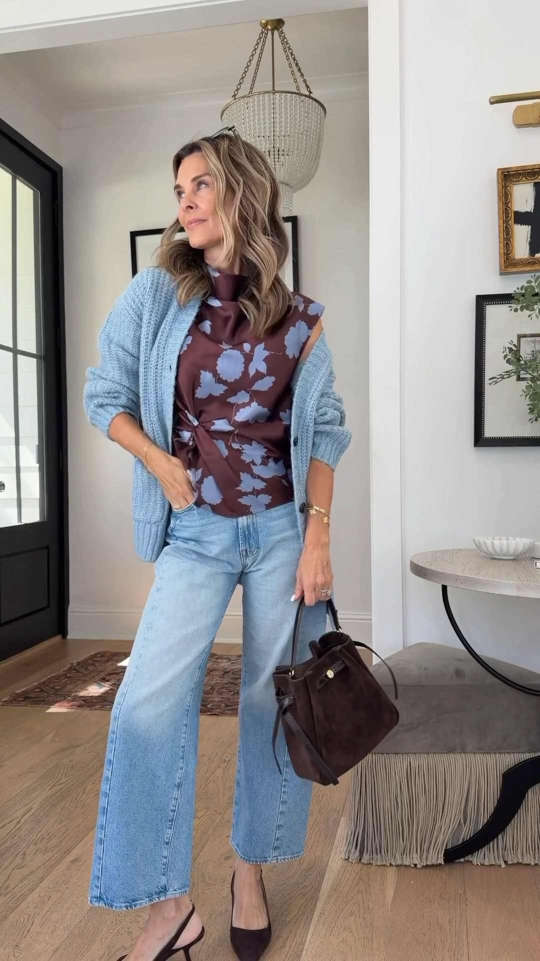 I’m 5’6
Brown and blue floral top XS
Blue cardigan XS
Light wash ankle Jean TTS

@Shop #ad

Helping women in midlife elevate their everyday style with chic, wearable outfits at a mix of high and low price points. I share what to wear over 50, casual everyday outfits, elevated basics, polished wardrobe staples, current trends, and easy outfit ideas that feel comfortable, modern, and always chic. Think effortless midlife style, high-low fashion, everyday outfit inspiration, and pieces you’ll actually want to wear on repeat.