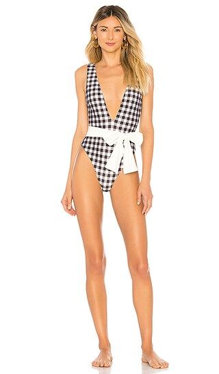 Tularosa Claudia One Piece in Black Gingham | Revolve Clothing (Global)