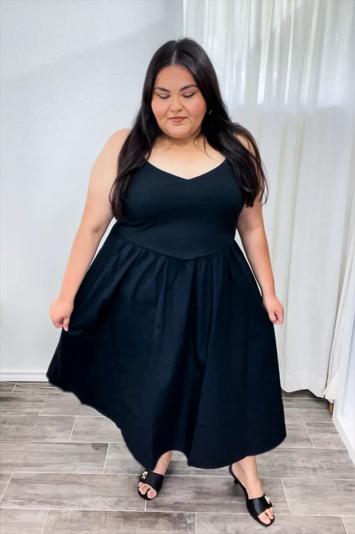 plus size drop waist dress Maxi (Plus Size) 03/2016 Adjustable straps and a smocked back create a flexible fit with an easy Unique Vintage Plus Size 1960s