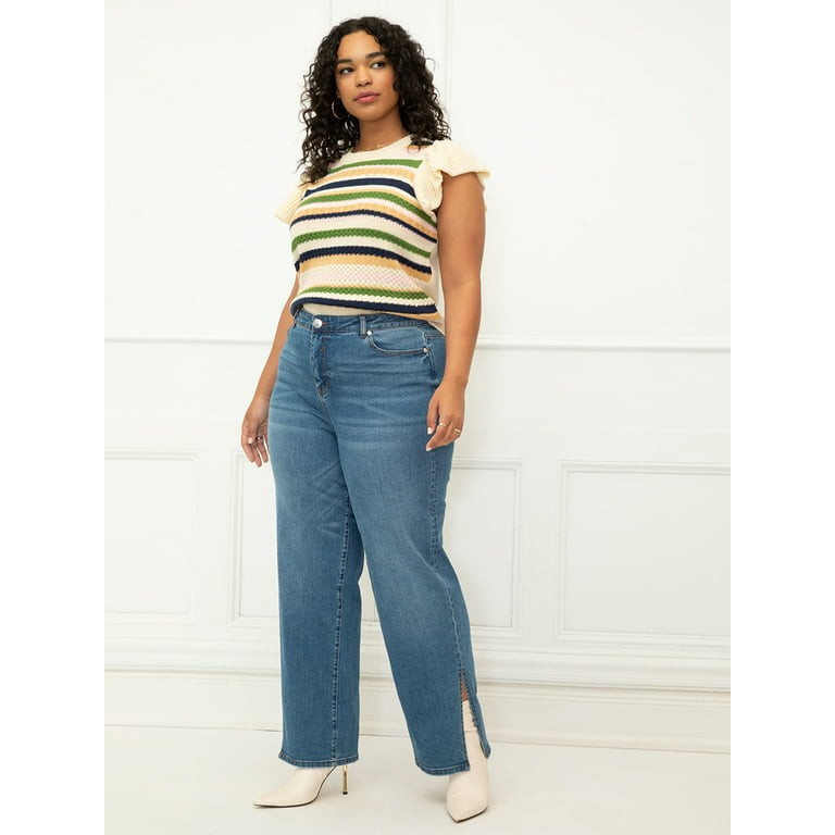 ELOQUII Elements Women's Plus Size Multicolor Sweater Vest - Walmart.com | Walmart (US)