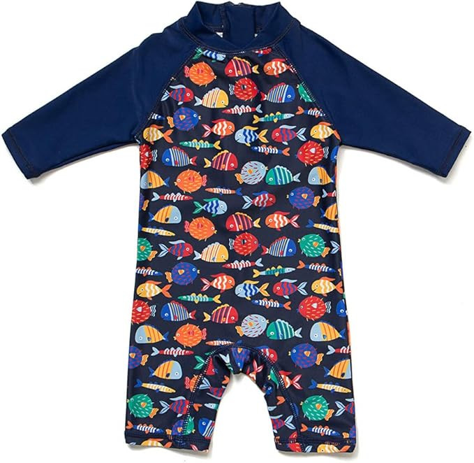 Infant Swimsuit Baby Boy Swimwear Baby Girl Sunsuits Toddler One Piece Bathing Suit with Sun Hat | Amazon (US)
