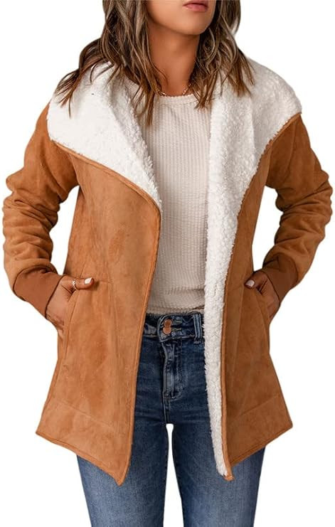 Dokotoo Women's Winter Warm Stand Collar Sherpa Lined Outerwear Fleece Jacket Coats | Amazon (US)