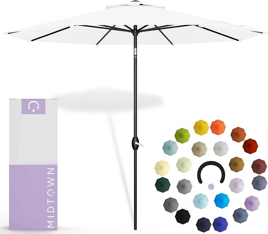 Midtown Umbrellas The Lean 9 Feet Outdoor Umbrella With Ivory White Polyester Fabric - Umbrella O... | Amazon (US)