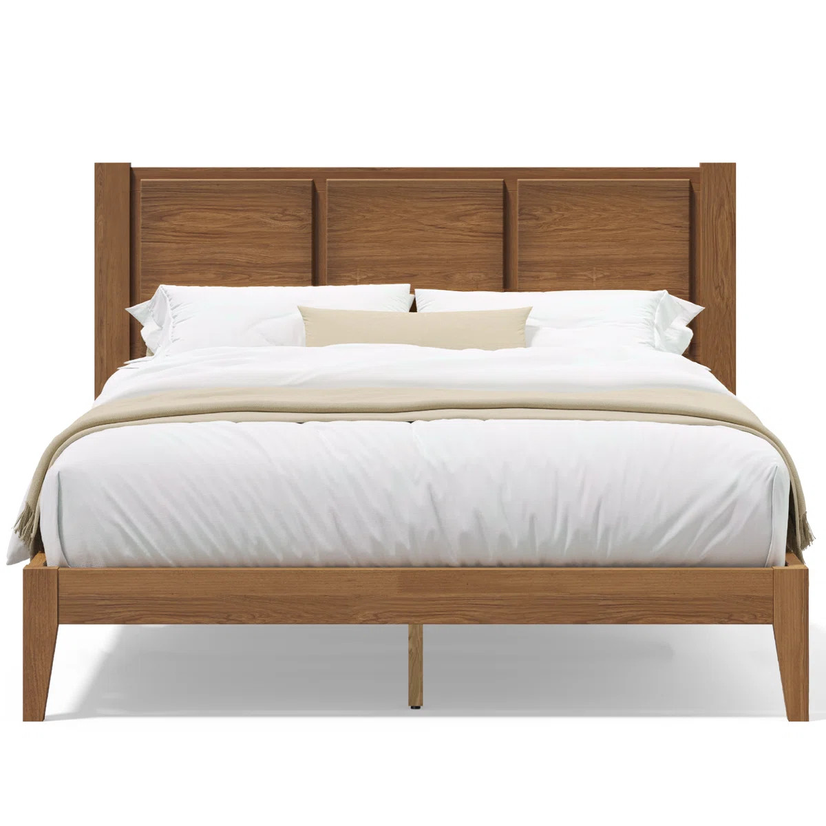Ariana Solid Wood Queen Bed Frame Light Walnut | Wayfair North America