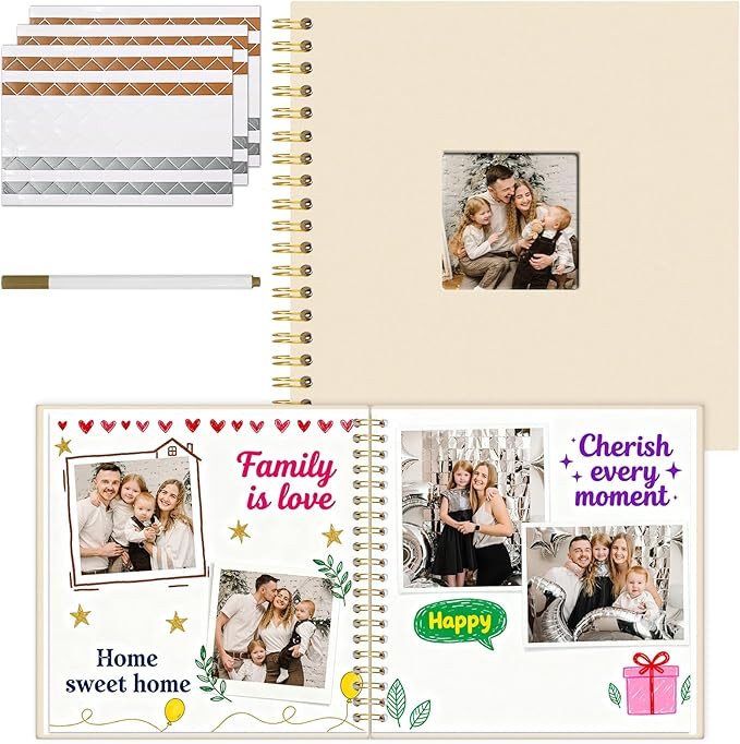 Vienrose 10 x 10 Inch Scrapbook Photo Album, Linen Hardcover Photo Book with 40 White Pages, DIY ... | Amazon (US)