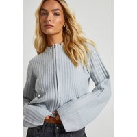 boohoo Women's Zip Through Cardigan in Grey Marl | Size: XS | Boohoo.com (UK & IE)