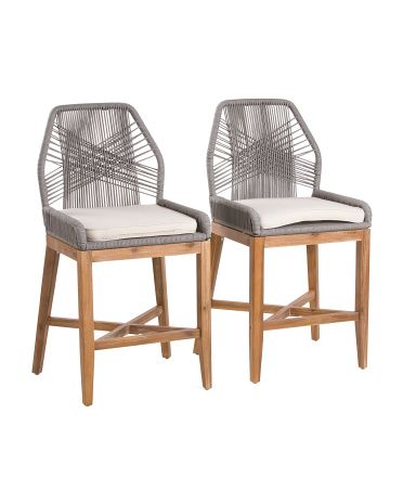 Set Of 2 Rope Cross Weave Counter Stools With Cushions | Marshalls