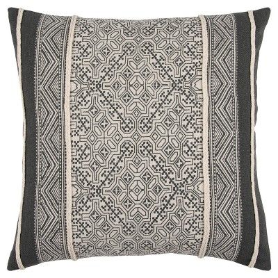 20"x20" Geometric Print Throw Pillow Gray/Natural - Rizzy Home | Target