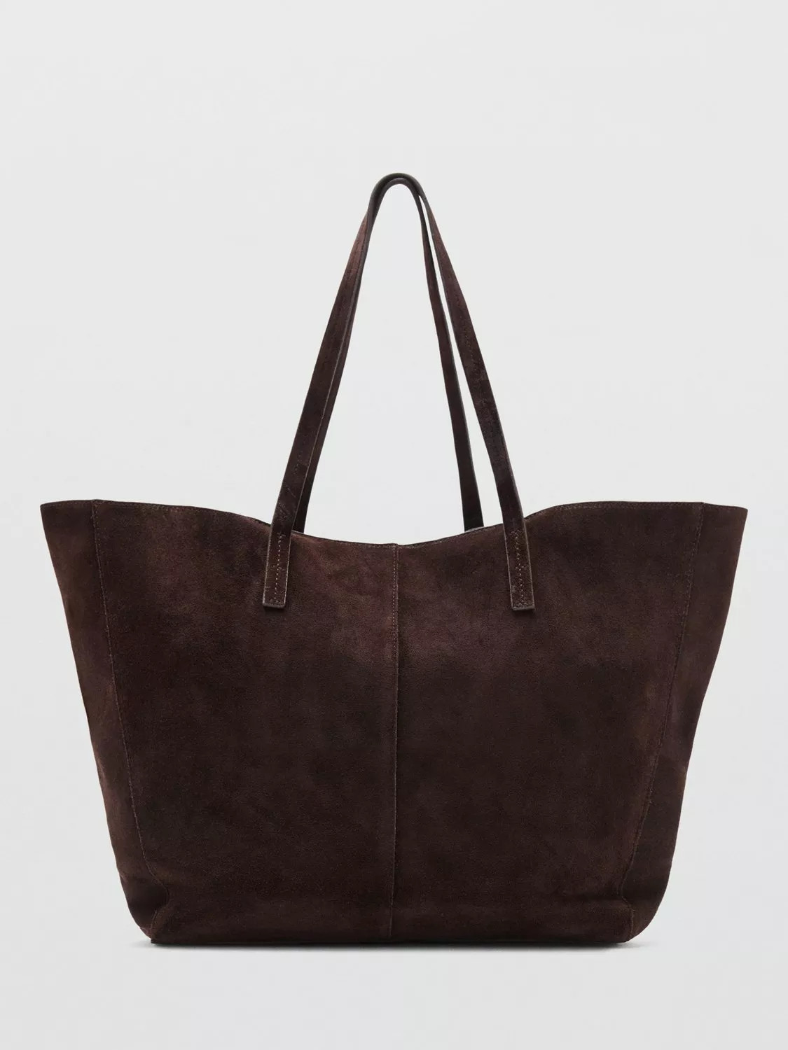Mango Bassi Suede Shopper Bag, Dark Brown | John Lewis (UK)