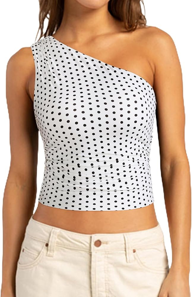 SUUKSESS Women Double Lined Going Out Trendy Crop Tops Ruched Sleeveless Shirts | Amazon (US)