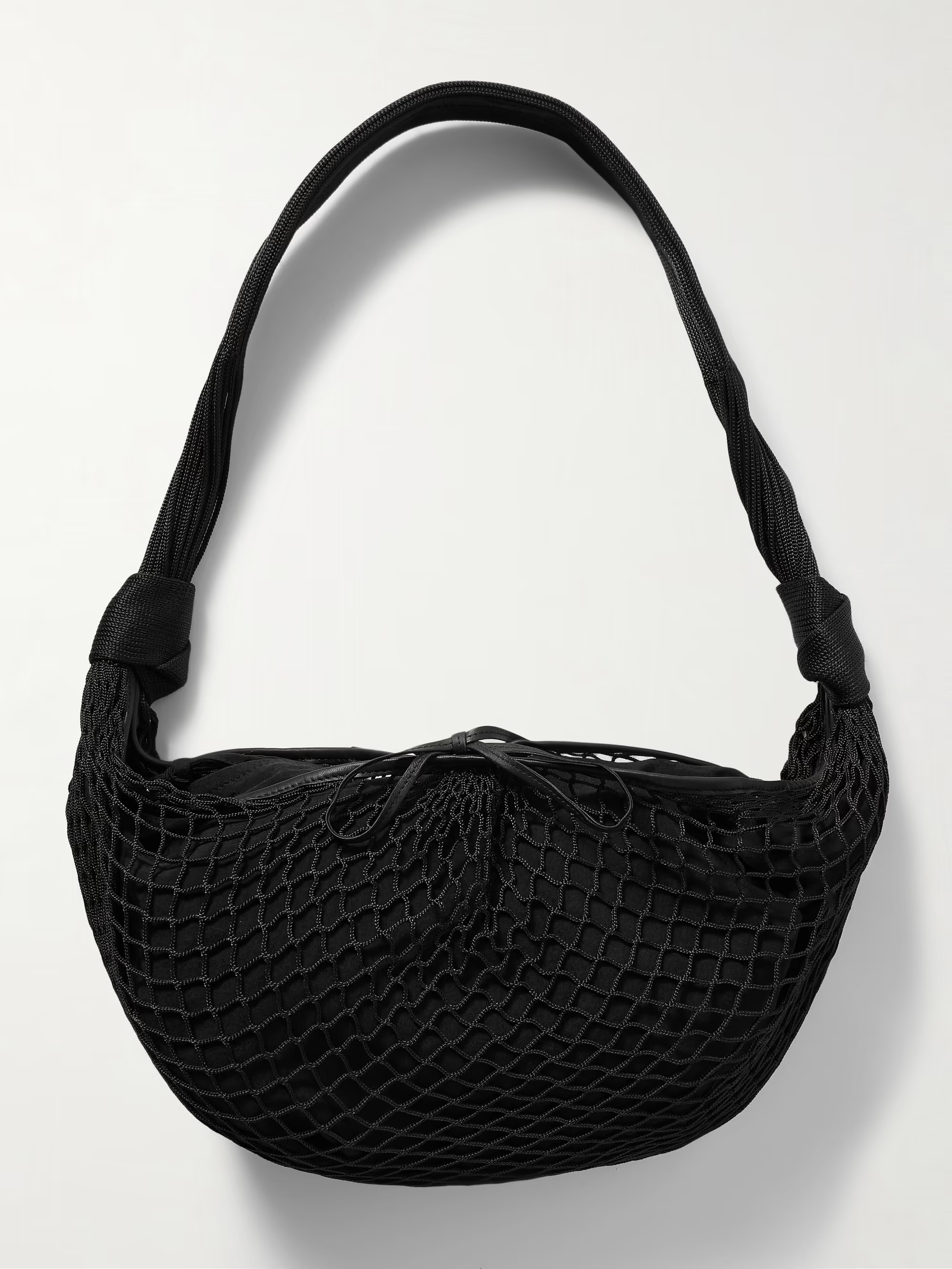 Croissant leather-trimmed fishnet shoulder bag | NET-A-PORTER APAC