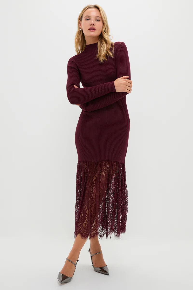 Plum Knit & Lace Suzanne Midi Dress | Tuckernuck (US)