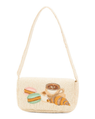Beaded Coffee And Macron Shoulder Bag | Marshalls