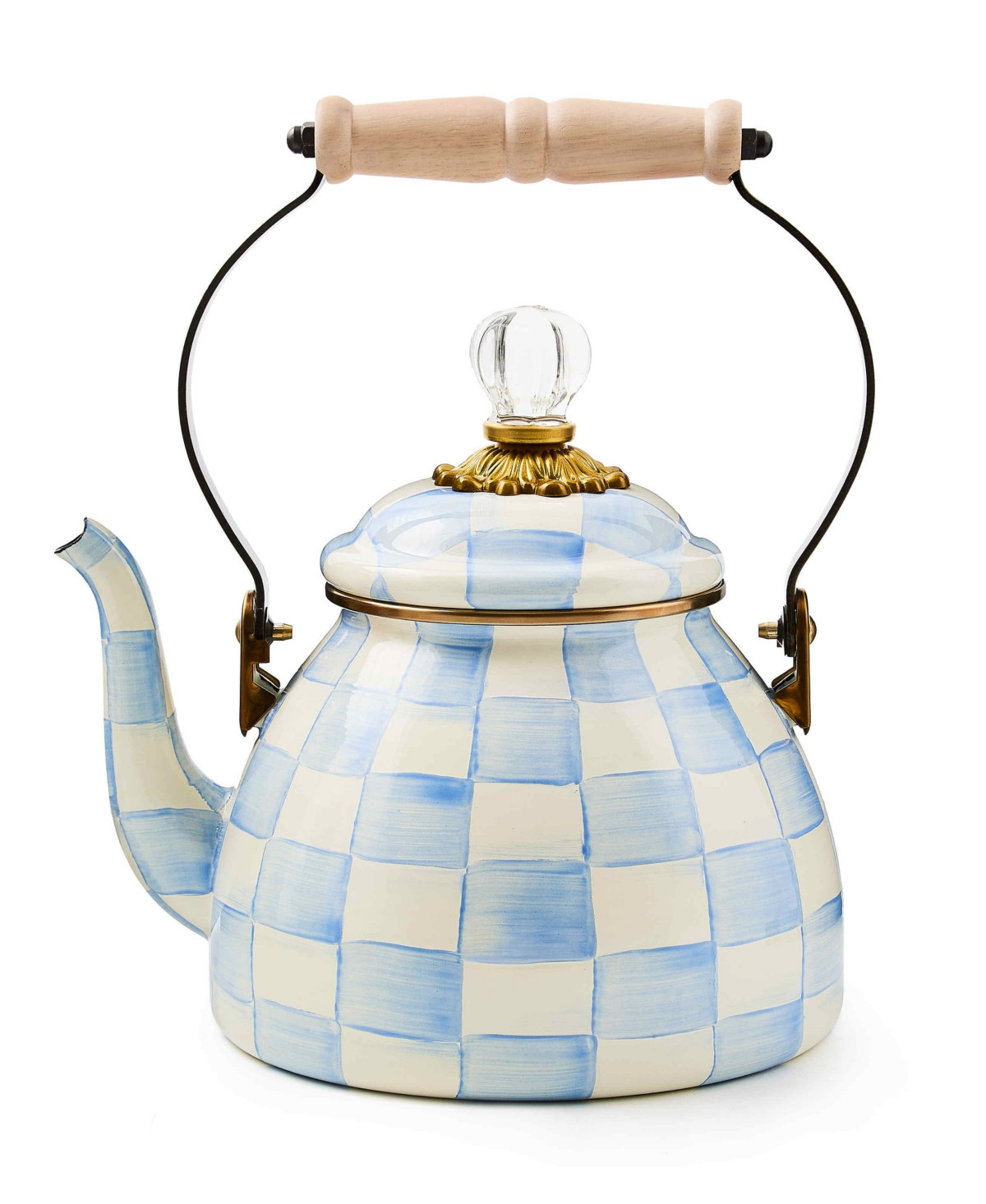 MacKenzie-Childs Check 2-Quart Tea Kettle - Sky Blue | Macy's